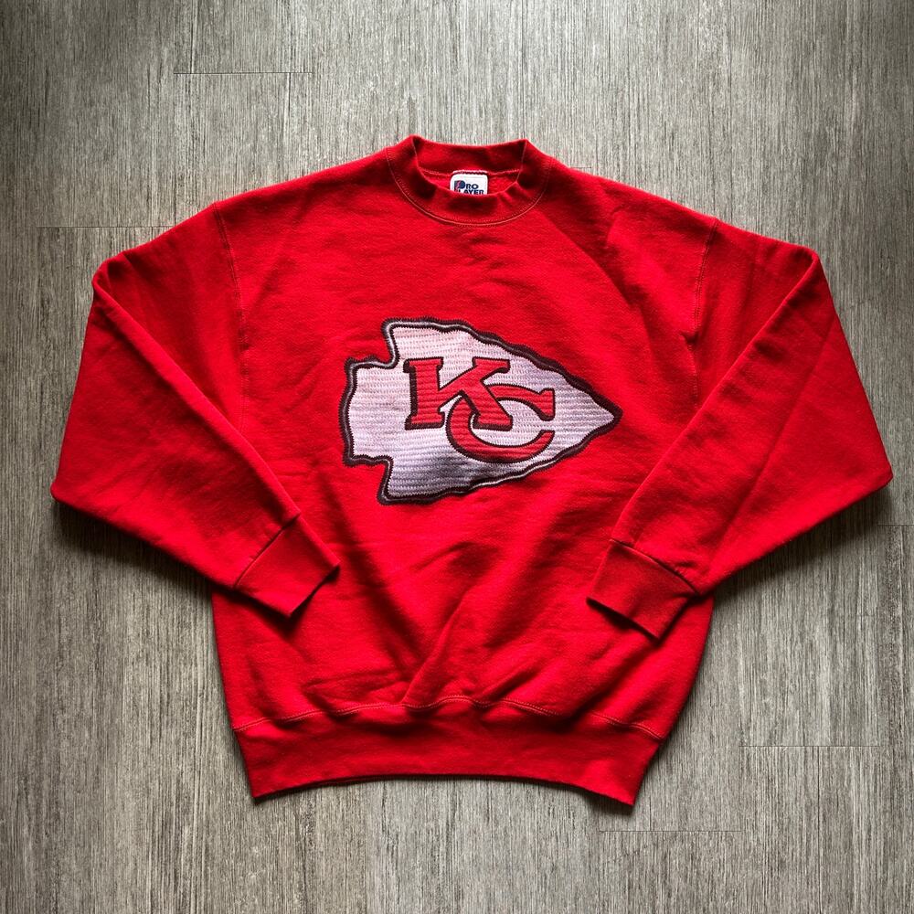 Vintage Pro Player Red Kansas City Chiefs Graphic Crewneck Sweatshirt Size Large